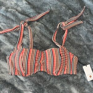 Shade & Shore Swim Bikini Top 34B Striped Bandeau